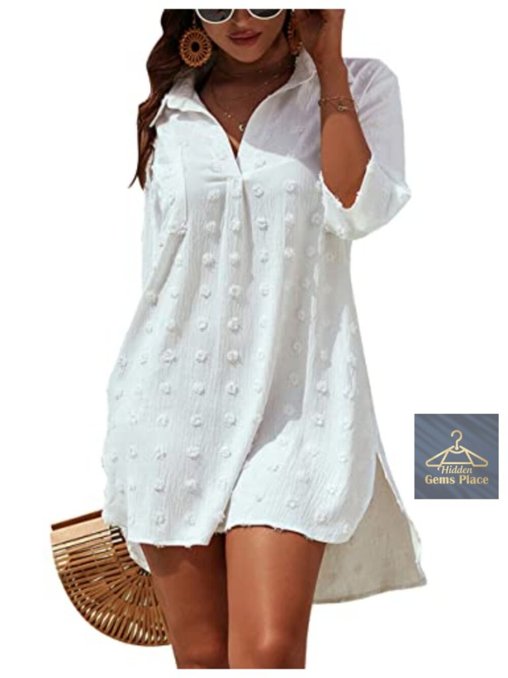 Chiffon Swim Cover Up Swiss Dot Beach Dress